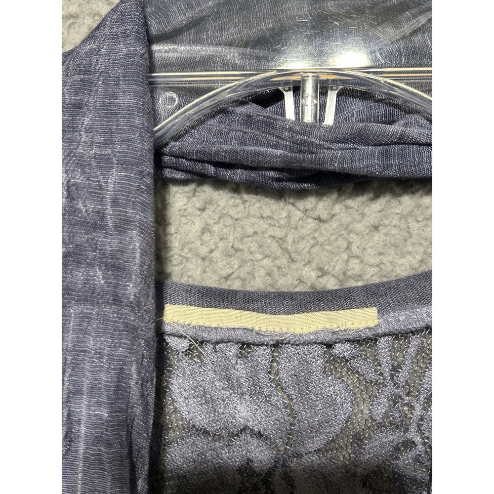 Simply Couture Tunic Set 3 Pc Blue Knit Layered Lace Scarf Sz L Boho Lagenlook - Picture 6 of 7